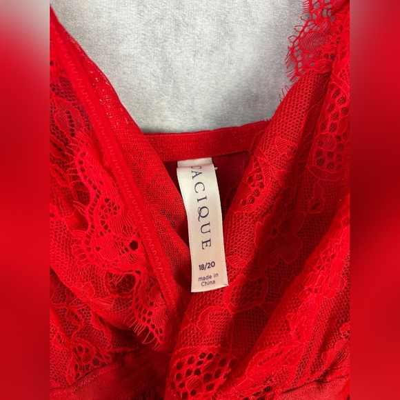 CACIQUE Lace Night Gown Red Sexy Dress Size 18/20 - Picture 7 of 9